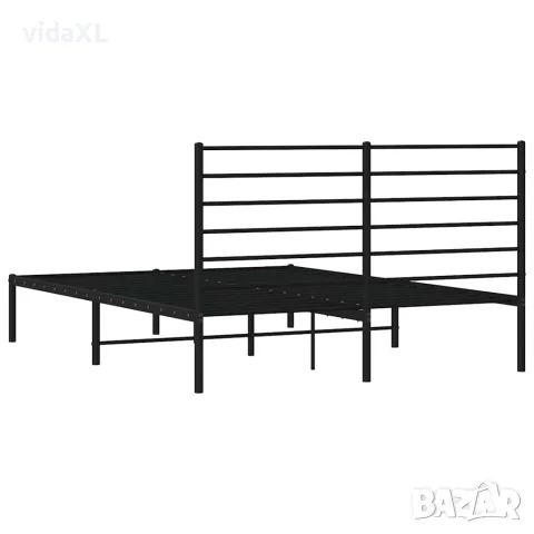 vidaXL Метална рамка за легло с горна табла, черна, 140x200 см, снимка 8 - Спални и легла - 56147219