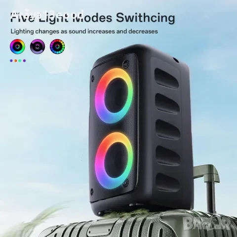 Преносима Bluetooth караоке колонка T-08 с два микрофона, снимка 3 - Караоке - 56115230
