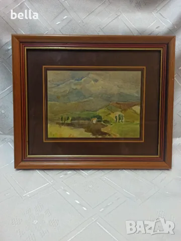 Стар рамкиран авторски акварел подписан Тодор Димитров  63 г