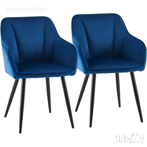 Комплект трапезни столове тип кресло с дамаска от кадифе, к-кт от 2бр. C-U-DC-B0322BU