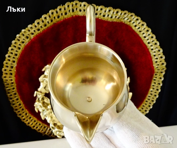 Бронзова кана,каничка,Луи XVI,перлен релеф. , снимка 4 - Антикварни и старинни предмети - 52265731