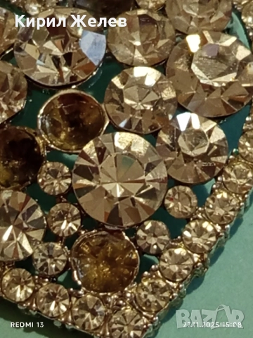 Винтидж брошка във формата на сърце инкрустирана с прозрачни и опушени кристали 52174, снимка 5 - Други - 52562471