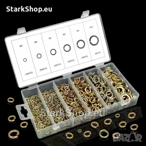 Комплект федерки метални шайби в кутия 800бр., снимка 2 - Други инструменти - 30562494