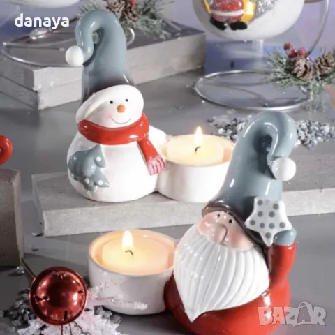 5304 Керамичен свещник с фигура на Снежко или Дядо Коледа