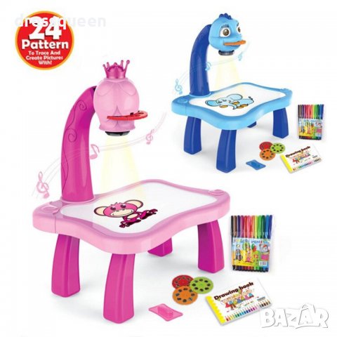 3290 Детска масичка с проектор на картинки с идеи за рисуване и флумастери, снимка 14 - Рисуване и оцветяване - 37550278