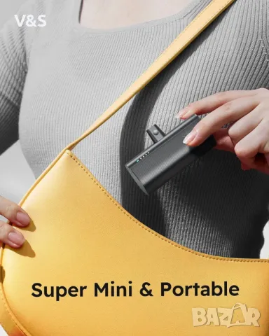 Преносимо зарядно устройство VEGER, USB C Power Bank, 5000mAh Mini Battery Pack Fast Charging 20W Sm, снимка 8 - Външни батерии - 47887846