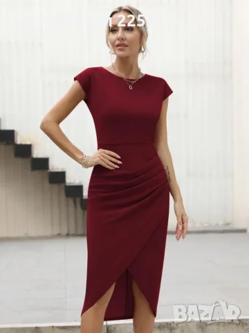Дамска рокля bodycon , за  коктейли  и официални събития ,  прилягаща фигура – Бордо L, снимка 4 - Рокли - 55964971