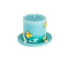 Синя свещ, с релефен дизайн на морското дъно и чинийка, 7x7cm, снимка 1 - Декорация за дома - 44494971