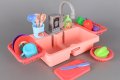✨ Детска мивка с течаща вода - розова / тюркоазенозелена