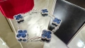 Van Cleef & Arpels VCA 5 Motifs Silver Blue Pietersite Vintage Alhambra Дамска Гривна, снимка 1