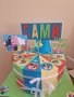 Картонена торта украса за рожден ден с Барбарони , снимка 1