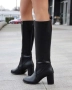 Ботуши на ток - черна кожа, снимка 1