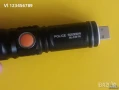 Мощен 8 см акумулаторен cree Т6 LED фенер с USB зареждане, снимка 3