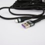 Дълъг Кабел за бързо зареждане KLGO, Type C to USB, 2 метра , 5A , Fast Charge, Data, Черна оплетка