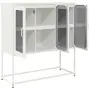 vidaXL Бюфет, бял, 100,5x39x107 см, студеновалцувана стомана, снимка 6
