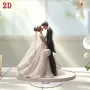 въртяща 360 ° Младоженци булка с букет двойка сватба 2D Акрилна Фигурка топер за торта връх, снимка 1