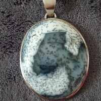 Сребърен медальон с огромен дендрит ахат, снимка 1 - Колиета, медальони, синджири - 44683633