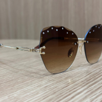 Слънчеви очила кафеви стъкла със сребристи бляскави камъчета, снимка 4 - Слънчеви и диоптрични очила - 44529657