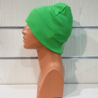 Нова дамска зимна шапка рипс с подгъв в неонов зелен цвят, снимка 11 - Шапки - 39332980