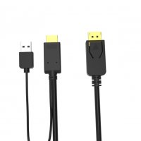 Кабел HDMI + USB - DP 1.8м 4k/60p VCom SS001219 Черен Cable adapter HDMI M+USB/DP M, снимка 3 - Кабели и адаптери - 33987205
