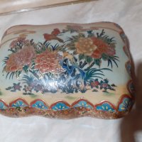 Страхотна стара китайска кутия бижутерка порцелан сатцума, снимка 6 - Антикварни и старинни предмети - 44263071