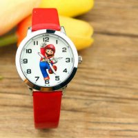 Супер Марио Super Mario червен детски ръчен часовник, снимка 1 - Детски - 31583408