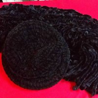 Дамски шал и шапка черен и сив шал, снимка 2 - Шалове - 31484602