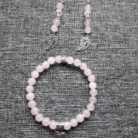 Камъка на ЛЮБОВТА - Гривна и обеци от розов кварц - ръчна изработка, снимка 2 - Гривни - 44181618
