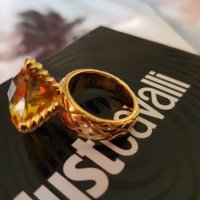 Just Cavalli-оригинален нов,18к.позлатен пръстен със естествен цитрин, снимка 11 - Пръстени - 35373774