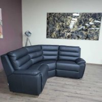 Черен кожен ъглов диван La-z-boy, снимка 8 - Дивани и мека мебел - 42514958