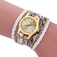 Дамски ръчен часовник тип гривна с верижки за увиване около китката. Цветове - бял или златен., снимка 2 - Дамски - 42881232