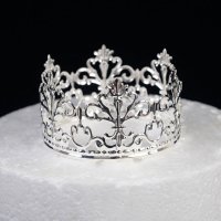 Сребриста Златиста корона тиара за декорация украса на торта , снимка 4 - Други - 44269960