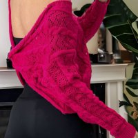 Дамски пуловер, кръстосан отзад с красива шарка, 6цвята - 023, снимка 4 - Блузи с дълъг ръкав и пуловери - 39855708