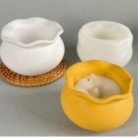 3D Купичка с къдрички купа саксия кашпа бурканче буркан ваза силиконов молд форма гипс смола декор , снимка 1 - Форми - 44188802