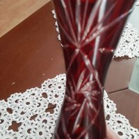  кристална  ваза -тъмно червена, снимка 6 - Вази - 37790884