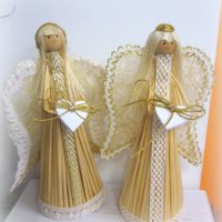 Коледен ангел от слама, снимка 6 - Коледни подаръци - 31115345