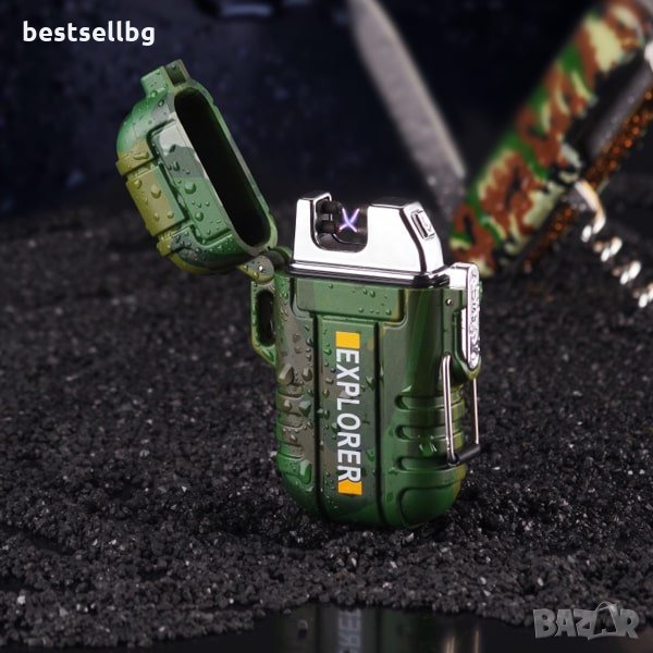 Водоустойчива ветроустойчива електронна запалка на ток за къмпинг лов, снимка 1