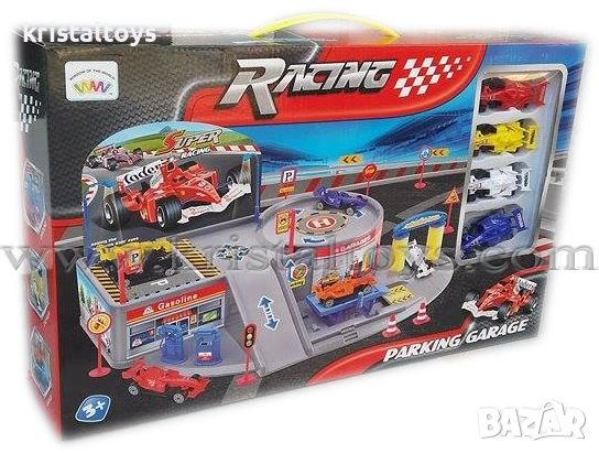 Паркинг Гараж с 4 спортни коли, комплект детска играчка, снимка 1