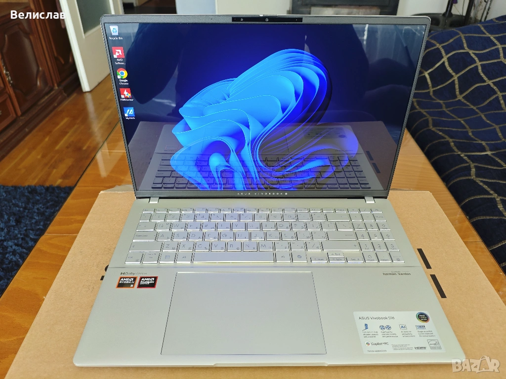 Asus Vivobook S16/ 3K OLED 120Hz/ Ryzen AI 5 340/ 16GB/ 1TB/ Гаранция, снимка 1