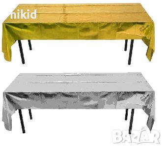 Златиста металик злато сребро златна огледална найлонова покривка за парти рожден ден, снимка 1