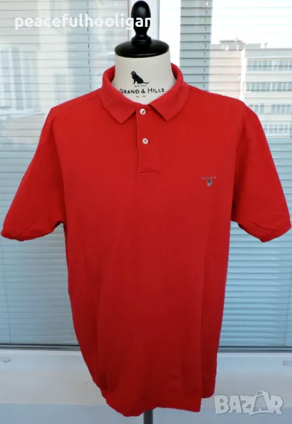 Gant Mens Red Short Sleeve Cotton Pique Casual Polo Cotton T-Shirt Size XL, снимка 1