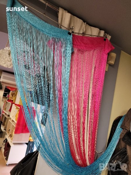 завеси,пердета РЕСНИ- цикламено( розово) ,синьо- 120/250см, снимка 1