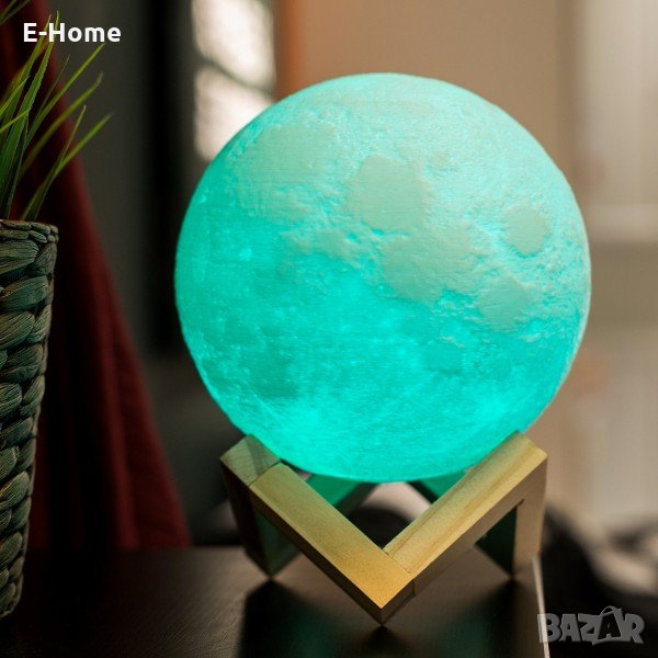 Нощна лампа луна с 3D форма,16 цвята и дистанционно, снимка 1