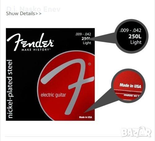 Fender 250L Set 9-42 Nickel-plated Steel Strings-комплект струни за ел. китара /made in USA/, снимка 1