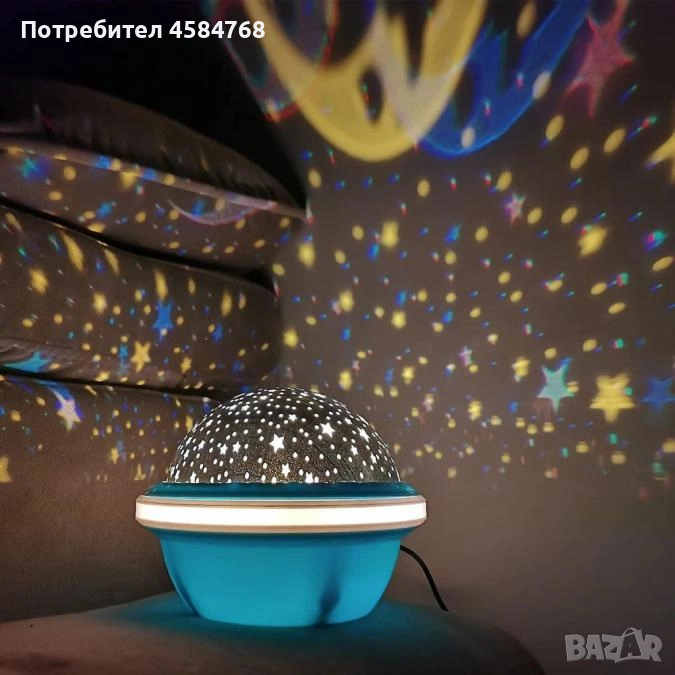 Цветна LED нощна лампа НЛО проектор със звезди и луна, снимка 1