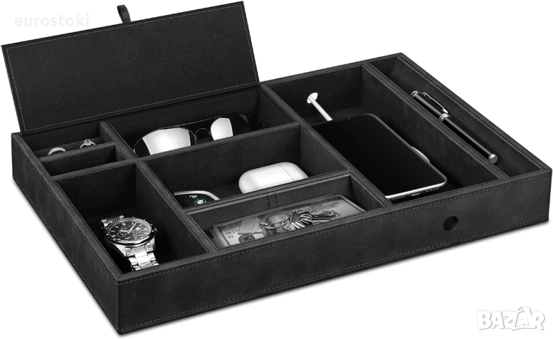 SITHON Настолен органайзер за бижута Valet Tray - 8 отделения, кутия за EDC принадлежности, изкустве, снимка 1