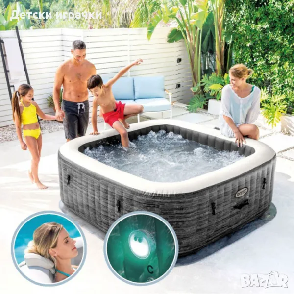 Надуваемо джакузи Intex PureSpa 239 х 188 х 71см, Greystone Bubble Deluxe, 6 места, снимка 1