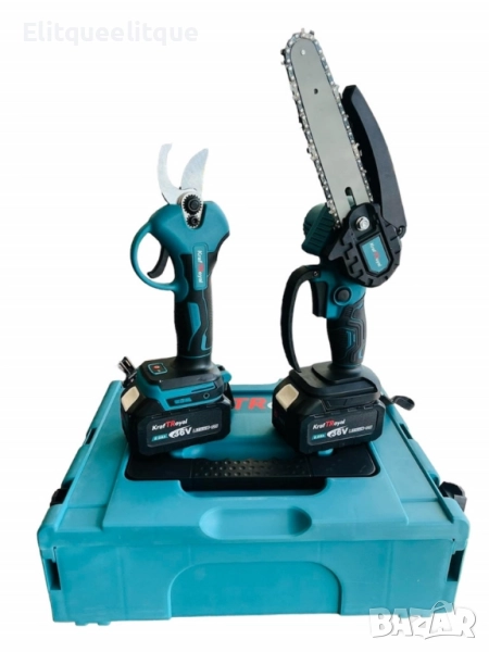Комплект 2в1 акумулаторна лозарска ножица + резачка-трион 15 см, 36V 8Ah , снимка 1