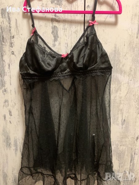 Секси черна еластична прозрачна нощница , снимка 1