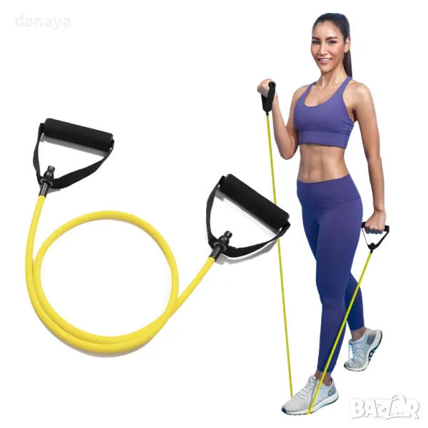 5239 Фитнес ластик с дръжки за тренировки и упражнения, снимка 1